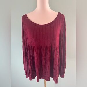 Haptics by Holly Harper Burgundy Long-Sleeve Top (Size 1X)